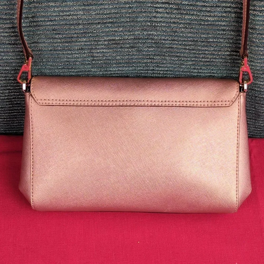 Kate Spade Greer Laurel Way Crossbody Bag Rose Gold Saffiano Leather - Picture 7 of 15